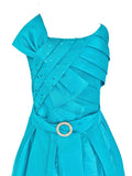 Short Taffeta Dress with Pleated Knot Bodice