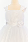 Dress with Gathered Tulle Bodice and Multi-Layer Tulle Skirt