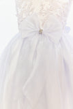 Floral Applique Mesh Bodice With Organza Skirt