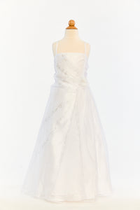 Organza Dress with Front Cascade Ruffle and Jeweled Detail