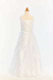 Organza Dress with Front Cascade Ruffle and Jeweled Detail