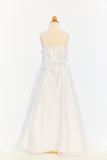 Organza Dress with Front Cascade Ruffle and Jeweled Detail