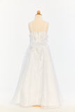 Organza Dress with Front Cascade Ruffle and Jeweled Detail
