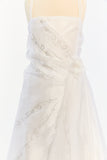 Organza Dress with Front Cascade Ruffle and Jeweled Detail