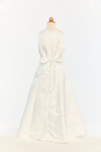 Satin A-Line Dress With Flowing Beaded Detail