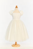 Full Length Dress With Pearl Bodice and Tulle Skirt