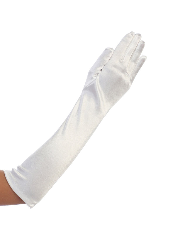 Children's Elbow Length Satin Gloves