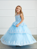 Pageant Dress with Tiered Skirt and Lace