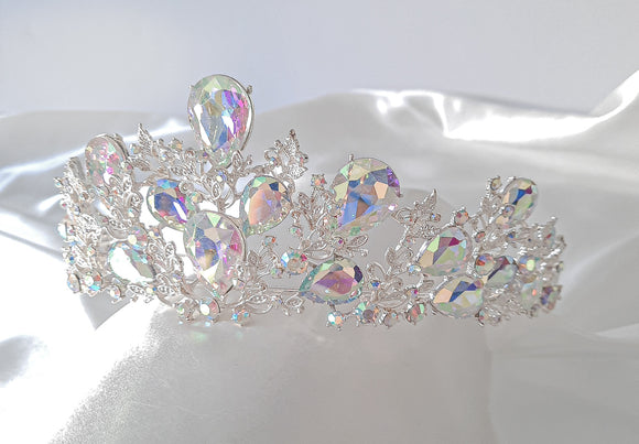 Silver AB Stone Crystal Tiara/Crown