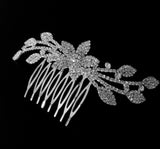 Pave Crystal and Flower Leaf Hair Comb