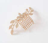 Pave Crystal and Flower Leaf Hair Comb