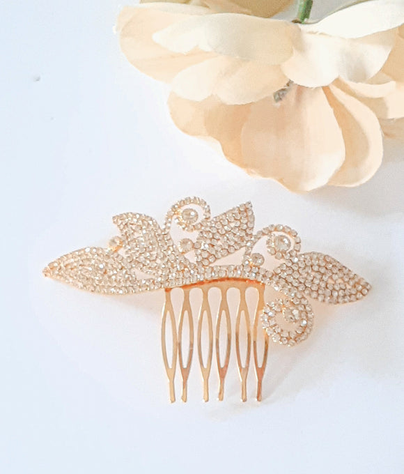 Pave Crystal Leafy Swirl Hair Comb