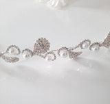 Bridal Pave Crystal and Pearl Hair Vine