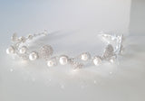 Bridal Pave Crystal and Pearl Hair Vine