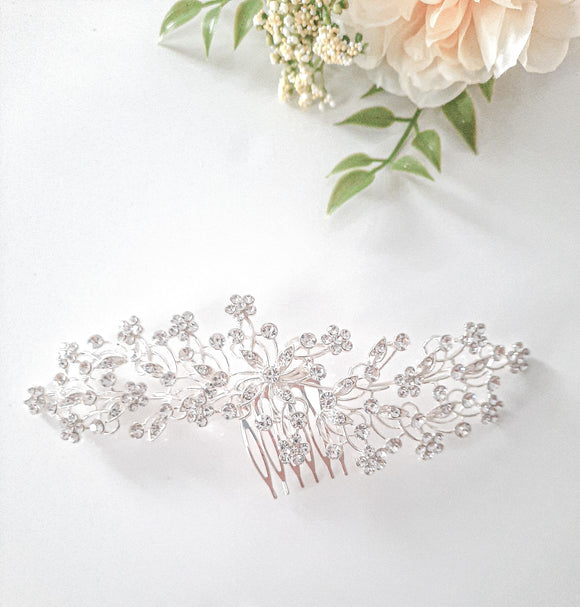 Sparkling Crystal Flower Hair Comb