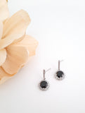 Drop Earrings With Black + Clear Crystals