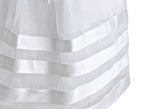 Satin and Organza Striped Skirt Dress with Jeweled Bow