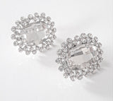 Oval Sparkle Halo Stud Earrings