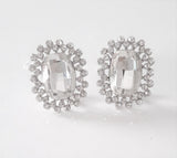 Oval Sparkle Halo Stud Earrings