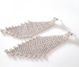 Silver Rhinestone Fringe Drop Earrings