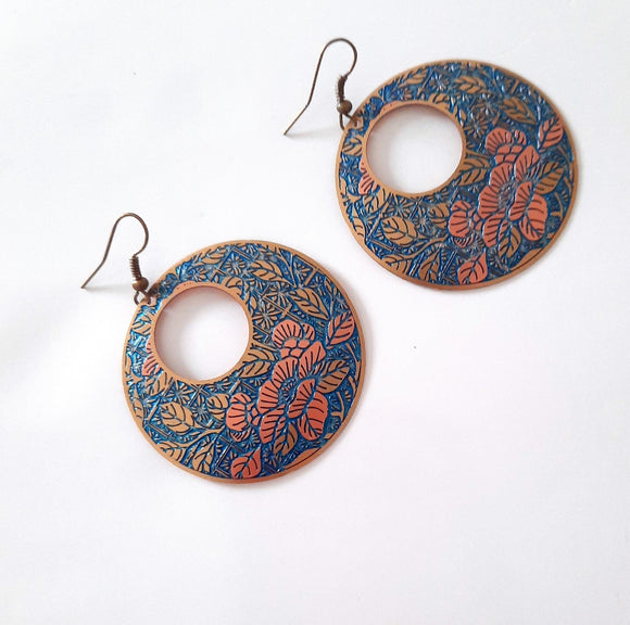 Floral Disc Stainless Steel Earrings