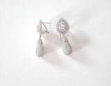 Pear Shaped Halo Drop Earrings