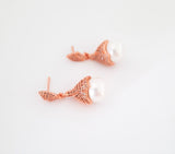 Rose Gold and Pearl Drop Earrings