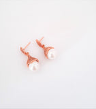 Rose Gold and Pearl Drop Earrings