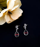 Deep Red Pear Drop Earrings