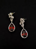 Deep Red Pear Drop Earrings