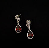 Deep Red Pear Drop Earrings