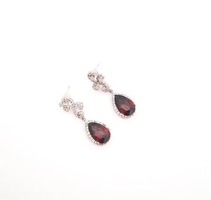 Deep Red Pear Drop Earrings