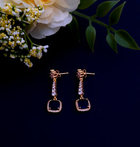 Navy/ Gold Square Drop Earring