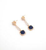 Navy/ Gold Square Drop Earring