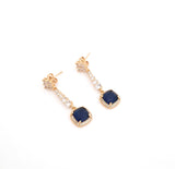 Navy/ Gold Square Drop Earring