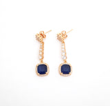 Navy/ Gold Square Drop Earring