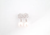 Single Pearl Drop Earrings With Crystals