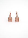 Rose Gold Square + Crystal Earrings