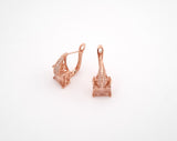 Rose Gold Square + Crystal Earrings