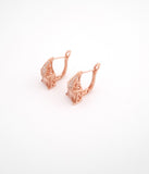 Rose Gold Square + Crystal Earrings