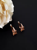 Rose Gold Square + Crystal Earrings