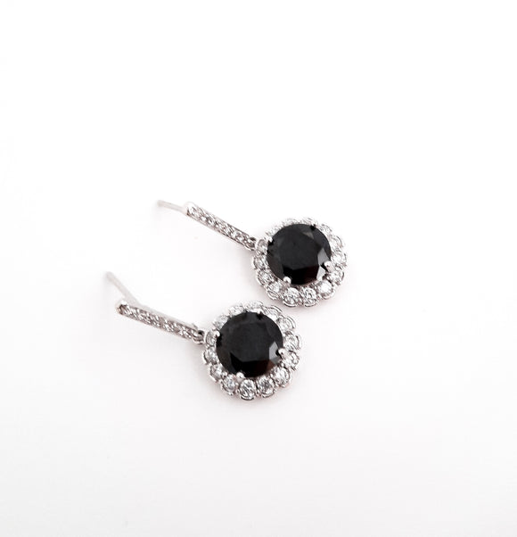 Drop Earrings With Black + Clear Crystals