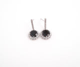 Drop Earrings With Black + Clear Crystals