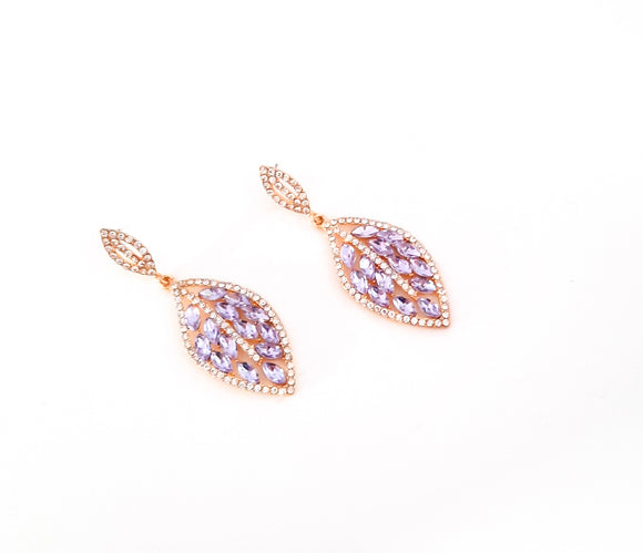 Leaf Petal Drop Earrings With Marquise-Cut Stones