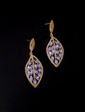 Leaf Petal Drop Earrings With Marquise-Cut Stones