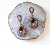 Antique Gold + Black Drop Earrings