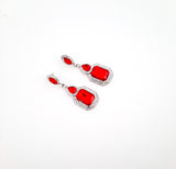 Triple Drop Earrings With Lustrous Red Stones