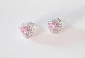 Crystal Pink Heart Earrings