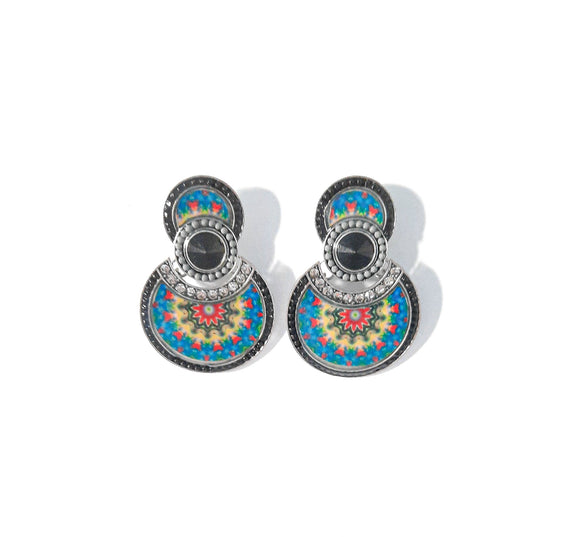 Multi-Colour Tri-Tier Disk Earring