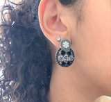 Black + Grey 3D Rose Earrings